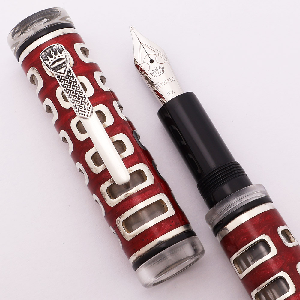 Krone Jet Oversize Fountain Pen - Monte Carlo Red w Sterling Trim